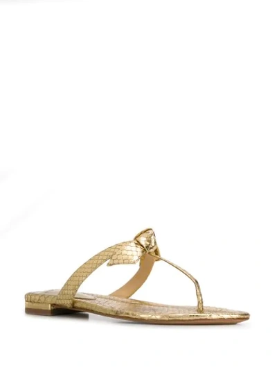 Shop Alexandre Birman Bow Detail Flip Flops In Gold