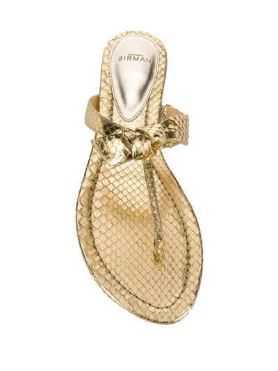 Shop Alexandre Birman Bow Detail Flip Flops In Gold