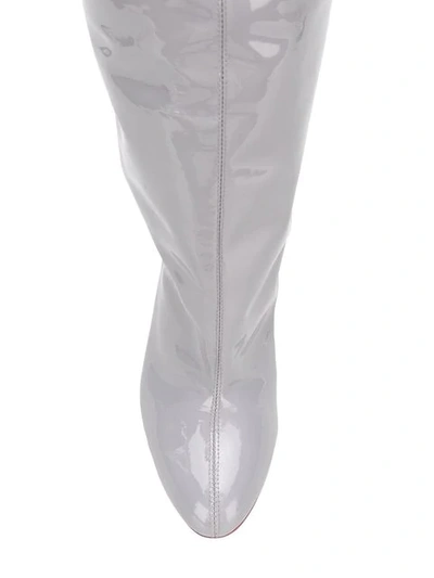 Shop Natasha Zinko Open-heel Thigh Boots In Grey