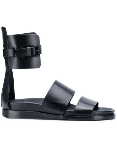 ANN DEMEULEMEESTER FLAT STRAPPY SANDALS - 黑色