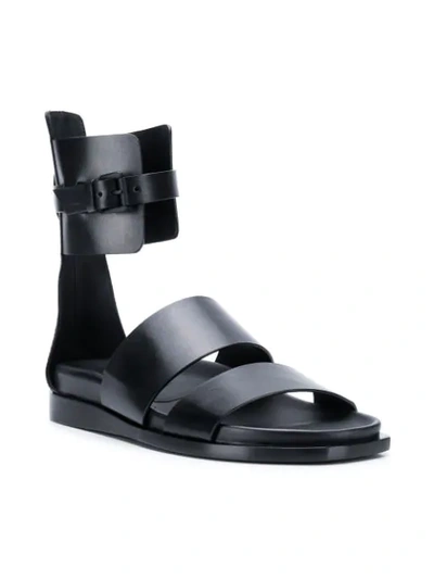 Shop Ann Demeulemeester Flat Strappy Sandals In Black
