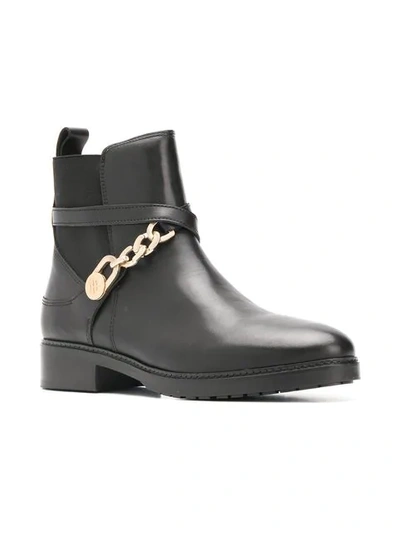 Shop Tommy Hilfiger Chain Embellished Ankle Boots In Black