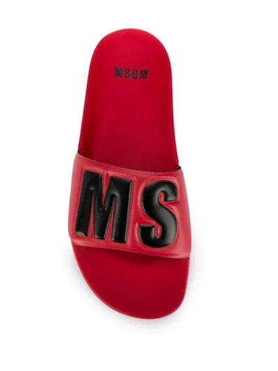 Shop Msgm Pantoletten Mit Logo - Rot In Red