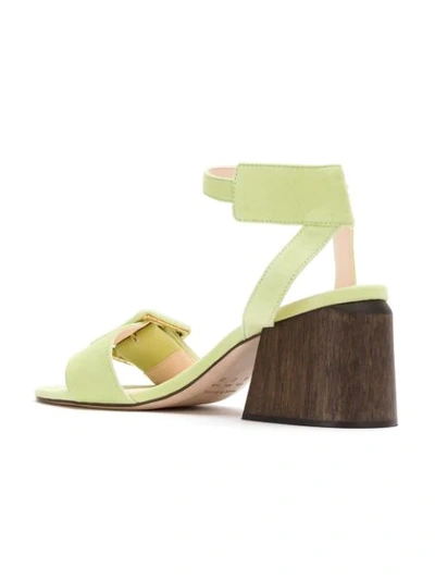 Shop Framed Wooden Heels Sandals In Green