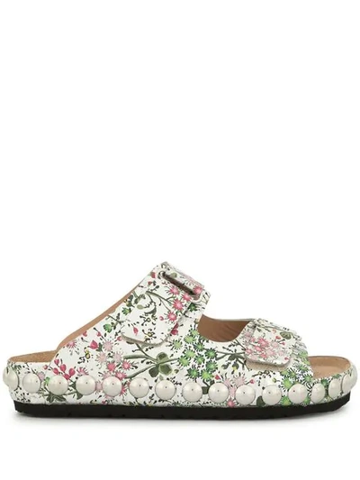 Shop Giambattista Valli Floral Open-toe Sandals In Silver