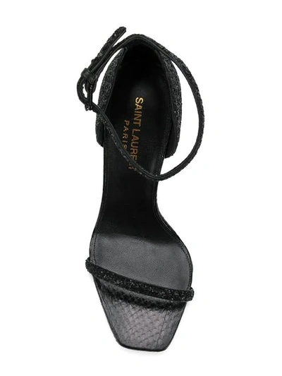 Shop Saint Laurent Opyum 110 Ysl Heel Sandals In 2267 -nero/glit Black