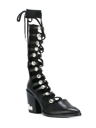 Shop Toga Lace Up Boots In Black