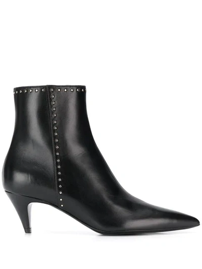 Shop Saint Laurent Studds Ankle Boots In Black