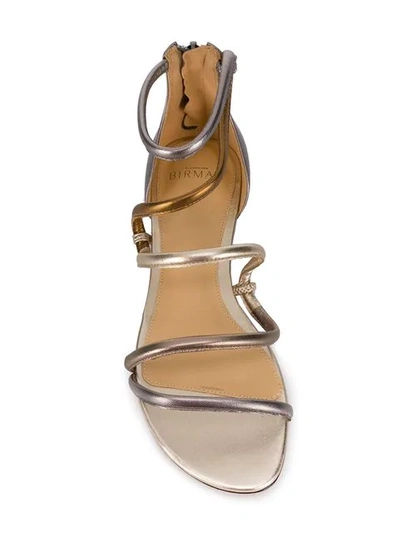 Shop Alexandre Birman Flat Strappy Sandals In Silver