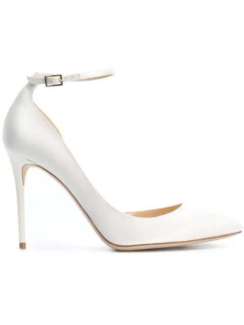 white satin pointed toe heels