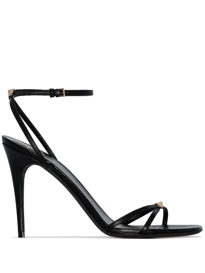 Shop Valentino Garavani 100 Stud Embellished Strappy Leather Sandals In 0no Black