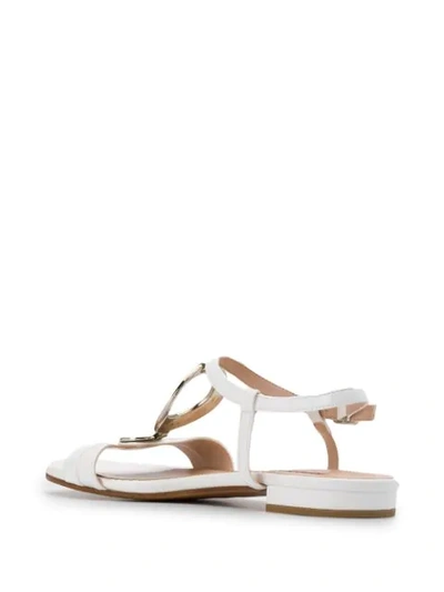 Shop Albano Disc Ring Sandals In White