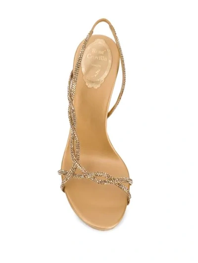 Shop René Caovilla Micro Stud Embellished Sandals In Gold
