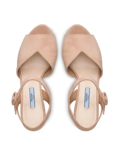 Shop Prada High Platform Sandals In Neutrals