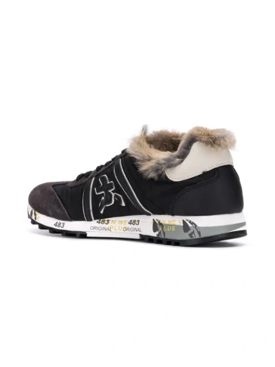 Shop White Premiata Lucy Mink Fur Trim Sneakers In Black