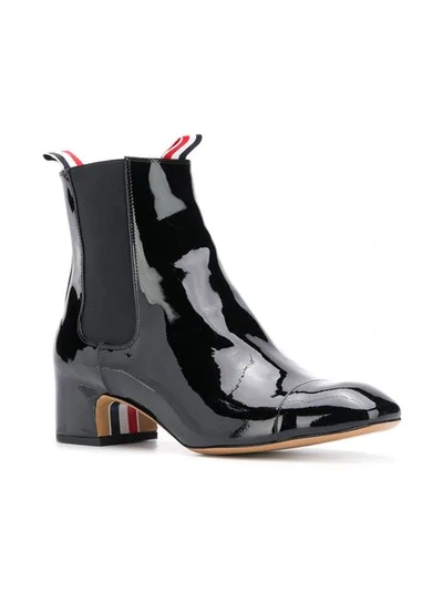 Shop Thom Browne Block Heel Patent Leather Chelsea Boot In Black