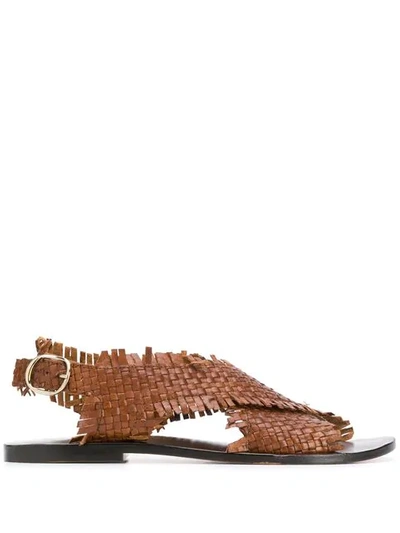 Shop Strategia Woven Sandals - Brown