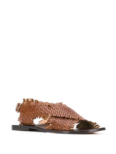 Shop Strategia Woven Sandals - Brown