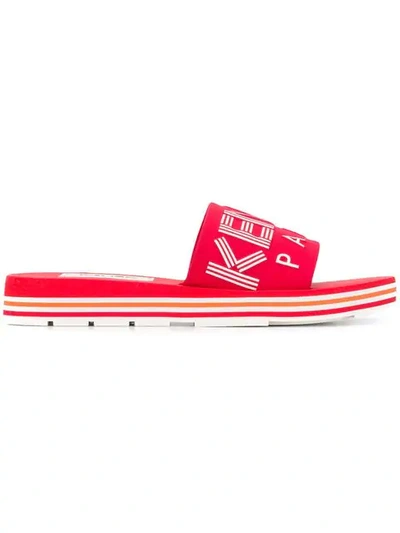 Shop Kenzo Logo Slides In Red