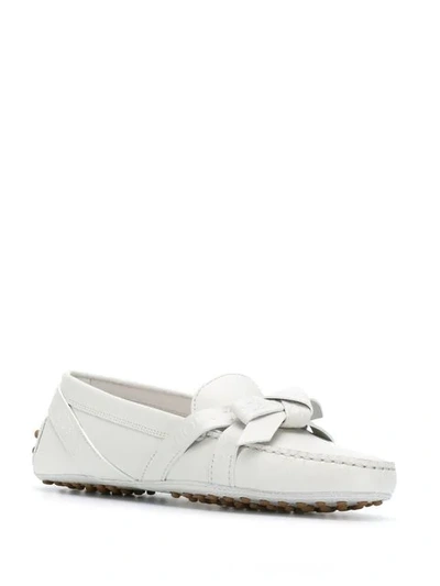 Shop Tod's Bow Detail Loafers In B001 White