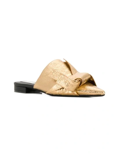 Shop N°21 Nº21 Bow Detail Pointed Mules - Gold