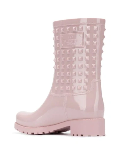 Shop Valentino Garavani Rockstud Rain Boots In Pink
