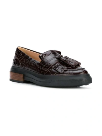 Shop Tod's Tassel Leather Loafers - Brown