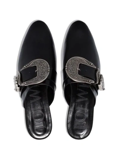 Shop Loewe Flat Western Mules In Black