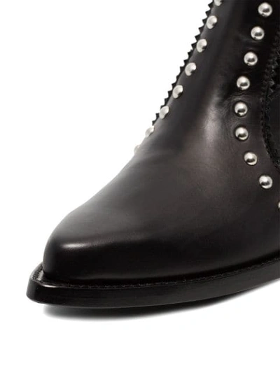 Shop Alexander Mcqueen Black Cowboy 40 Studded Leather Boot