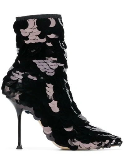 Shop Sergio Rossi Sequin Ankle Boots In Black