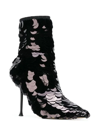 Shop Sergio Rossi Sequin Ankle Boots In Black