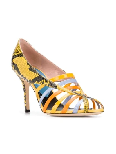 Shop Emilio Pucci Yellow Elaphe Strappy Sandals