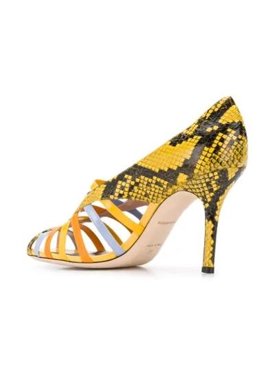 Shop Emilio Pucci Yellow Elaphe Strappy Sandals