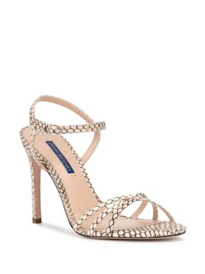 Shop Stuart Weitzman Starla 105' Snake Sandals - White