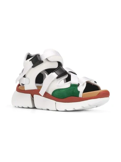 CHLOÉ COLOUR-BLOCK SANDALS - 白色