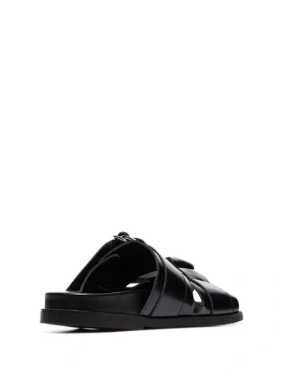 Shop Ganni Dual Strap Flat Sandals In Black