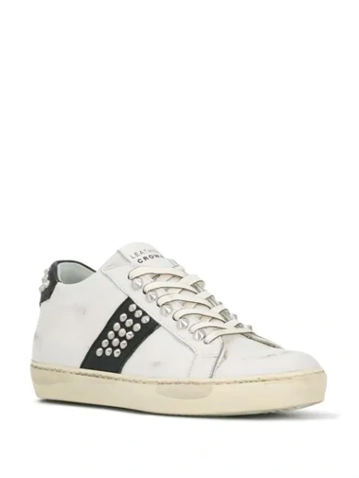 LEATHER CROWN ICONIC SNEAKERS - 白色