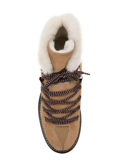 Shop Valentino Garavani Shearling-lined Boots In Neutrals