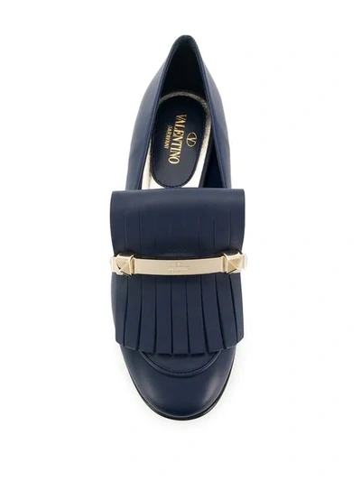 Shop Valentino Garavani Rockstud Fringed Loafers In Blue