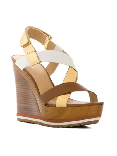 Shop Michael Michael Kors Mackay Wedge Sandals In Brown