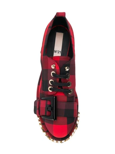 Shop N°21 Check-print Lace-up Shoes In Red