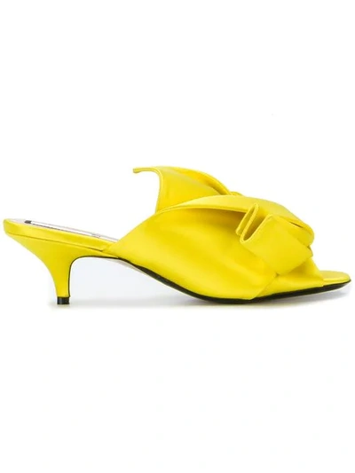 Shop N°21 Classic Satin Mules In Yellow