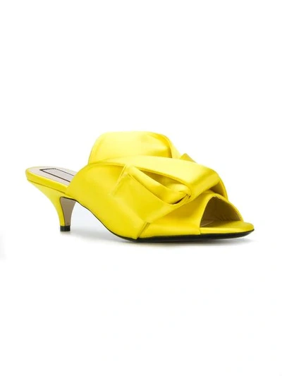 Shop N°21 Classic Satin Mules In Yellow