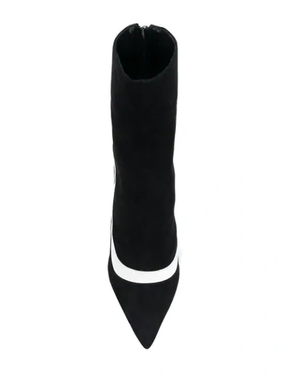 Shop Alexandre Birman Striped Detail Sock Boots In Black
