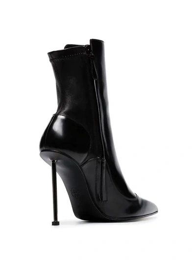 Shop Alexander Mcqueen Black 105 Stiletto Heel Leather Ankle Boots