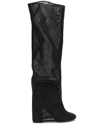Shop Mm6 Maison Margiela Covered Knee-high Boots In Black
