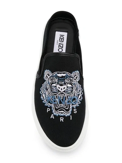 Shop Kenzo Tiger Slip-on Sneakers In Black