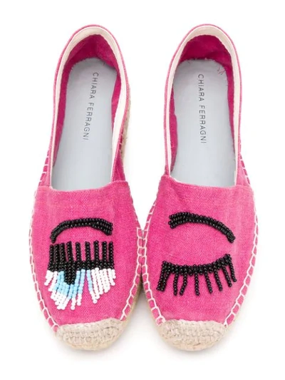 Shop Chiara Ferragni Bead Embroidered Espadrilles In Pink