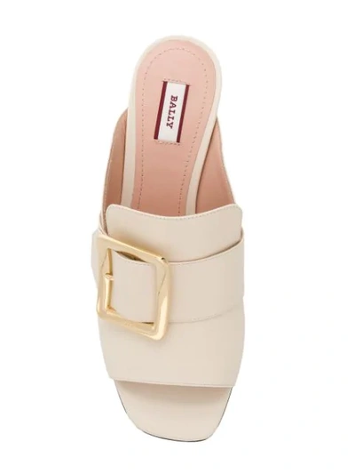 Shop Bally Janaya Buckle Mules In Neutrals