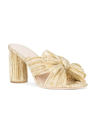 Loeffler Randall Penny Pleated Metallic Slide Sandals In Yellow ,metallic